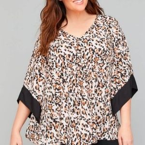 Lane Bryant v-neck leopard blouse kimono sleeves